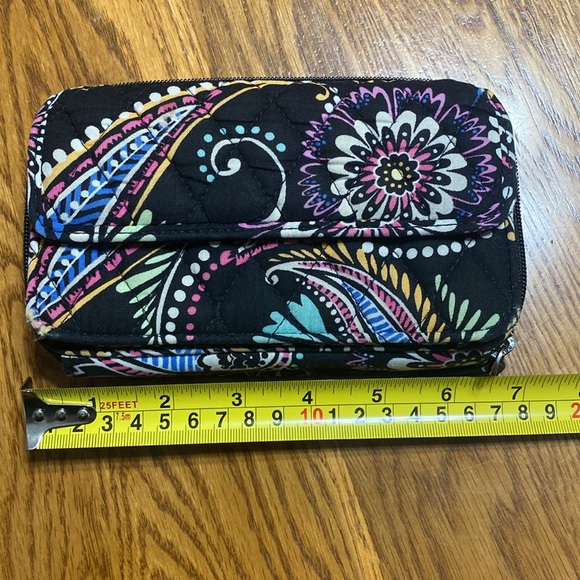 Vera Bradley black floral & paisley compact wallet - Picture 8 of 11